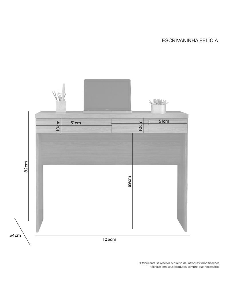 Escritorio Felicia 2 Cajones 82x104x54 cm-1