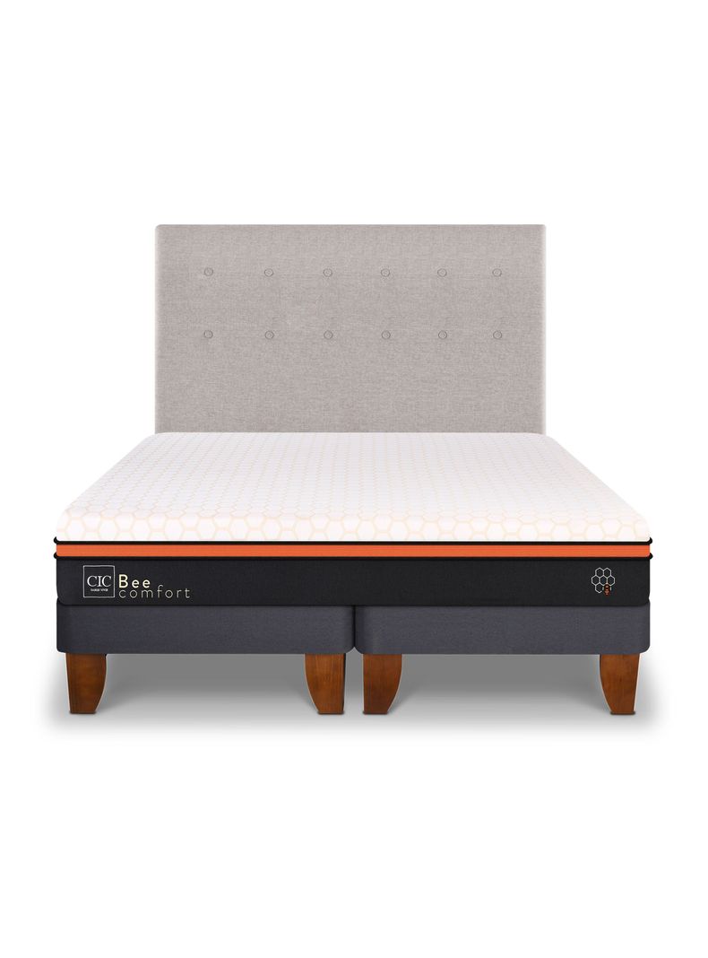 Cama Europea Bee Comfort 2 Plazas Base Dividida + Respaldo Tigris