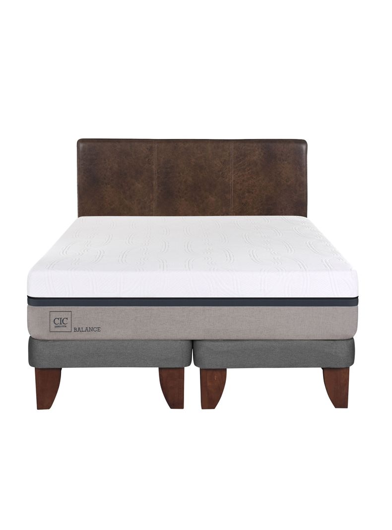 Cama Europea Balance King Base Dividida + Respaldo Baker