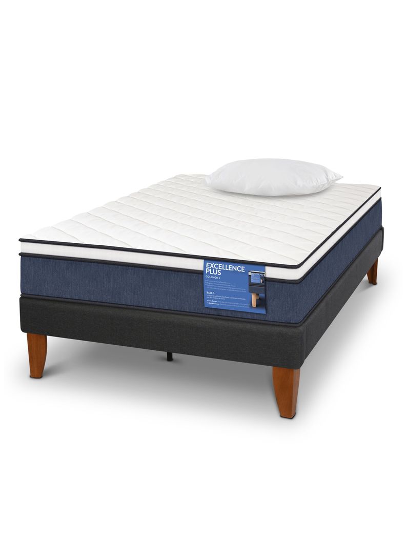 Cama Europea Curve Excellence Plus 1.5 Plazas N + Almohada