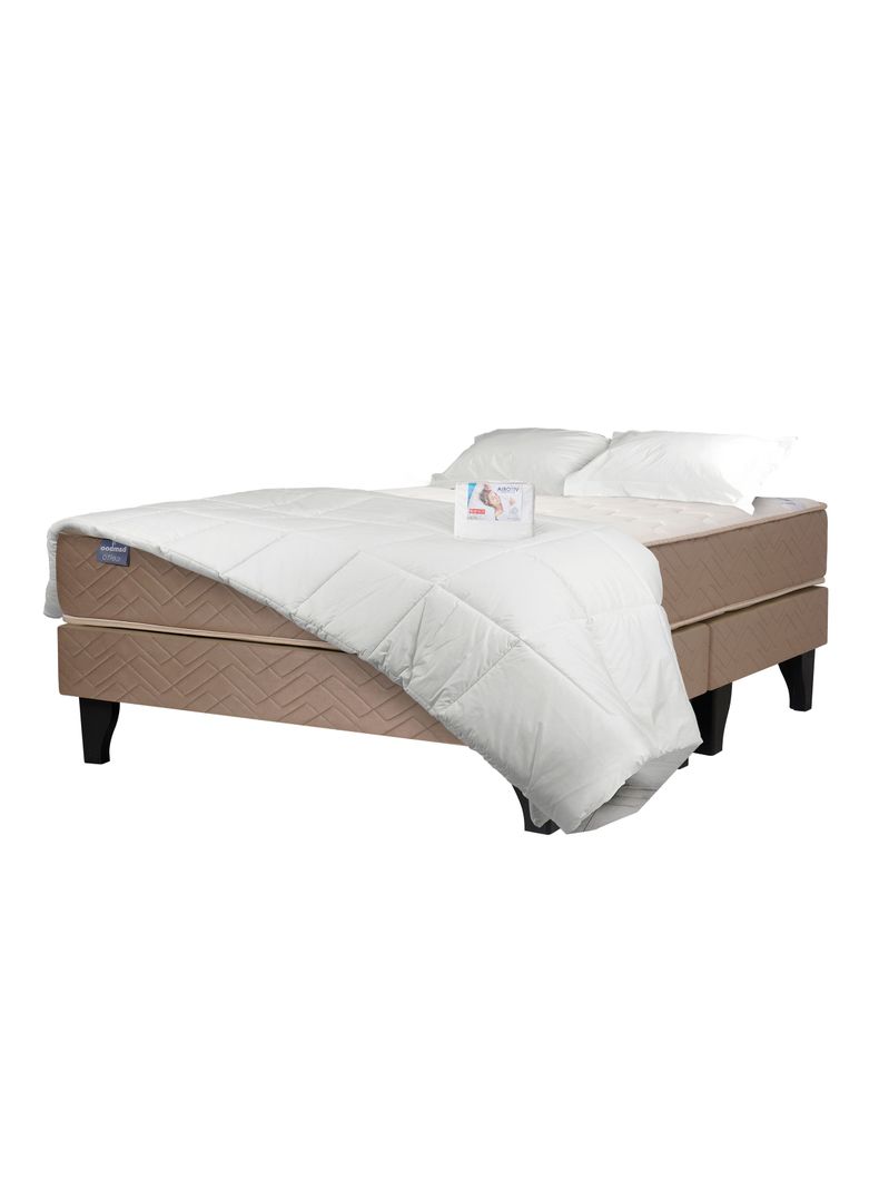 Cama Europea Bamboo 2 Plazas Base Dividida + Textil