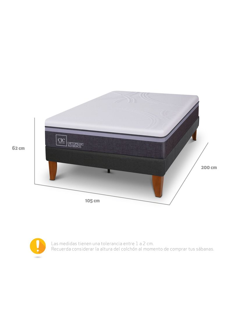 Cama Europea Curve Ortopedic Advance 1.5 Plazas-1