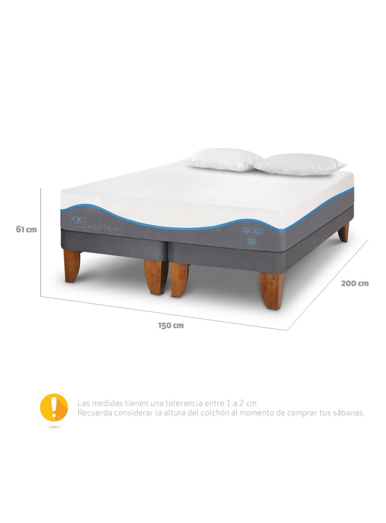 Cama Europea Alaska 2 Plazas Base Dividida Almohada-1