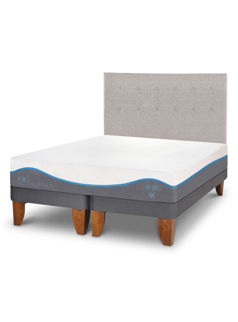 Cama Europea Alaska 2 Plazas Base Dividida + Respaldo Tigris