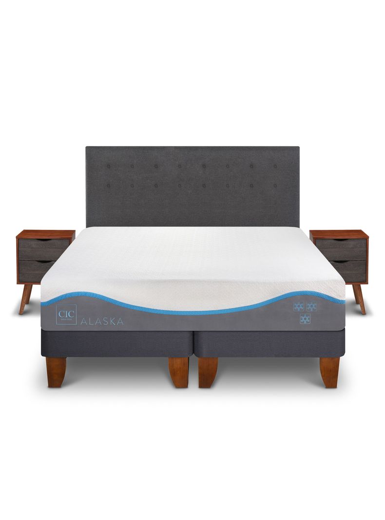 Cama Europea Alaska 2 Plazas Base Dividida + Set Muebles Eufrates