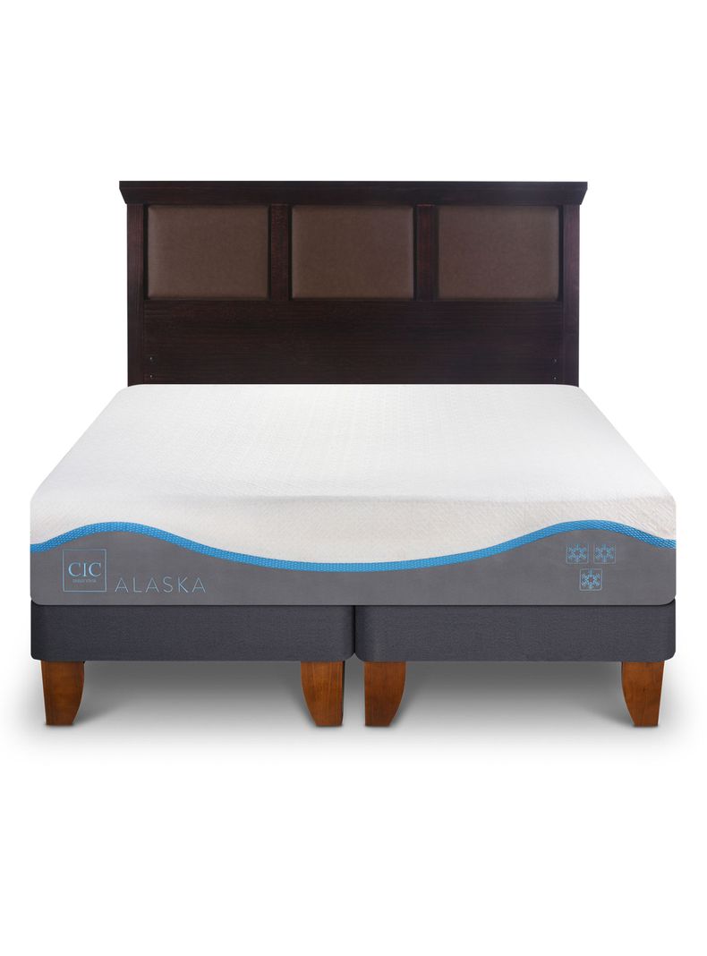 Cama Europea Alaska 2 Plazas Base Dividida + Respaldo New Torino Chocolate