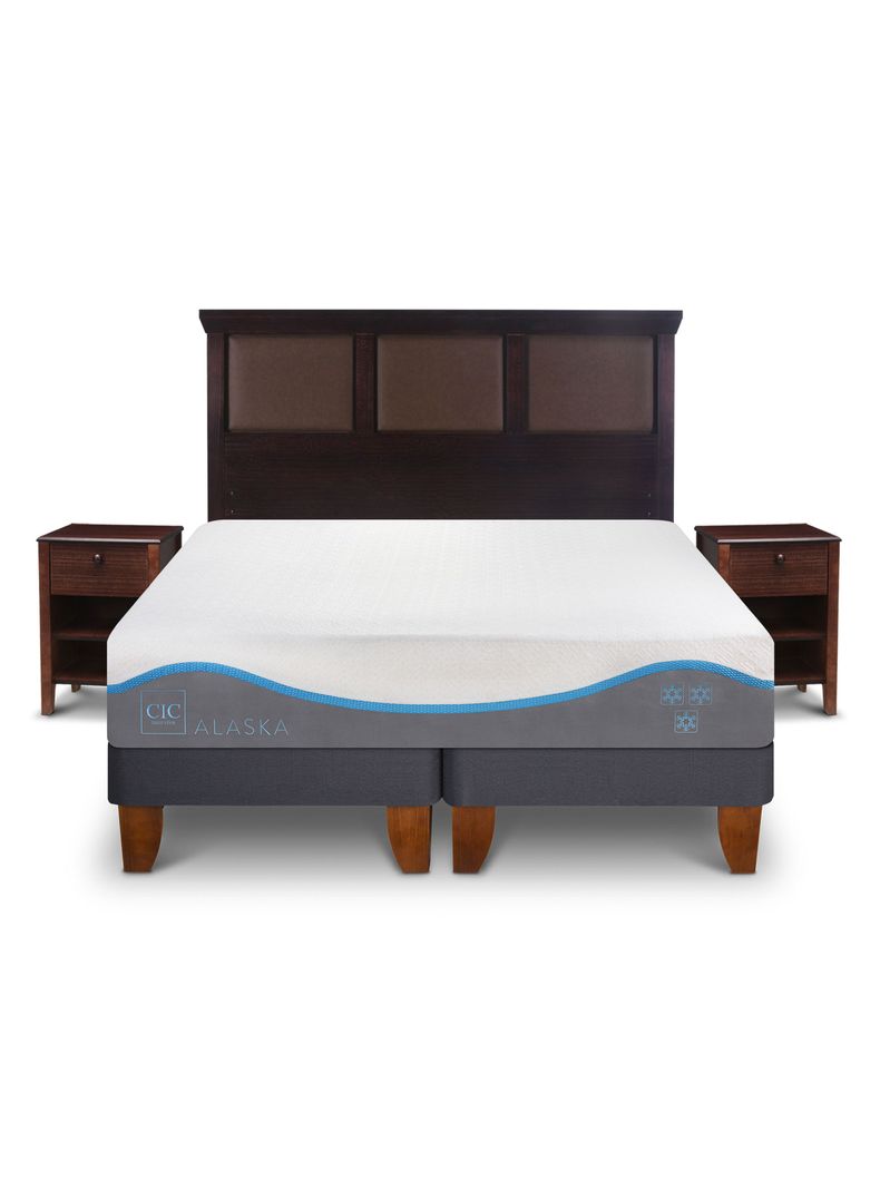 Cama Europea Alaska King + Set Muebles New Torino Chocolate