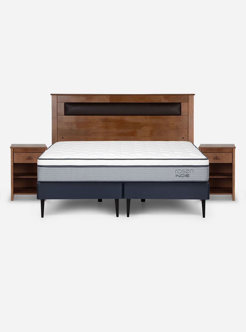 Cama Europea Indie 2 Plazas Base Dividida + Set Muebles Ferrara-1
