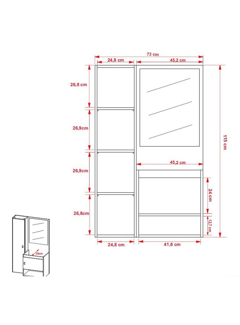 Mueble Baño Aéreo 2 Puertas con Lavamanos y Espejo-1