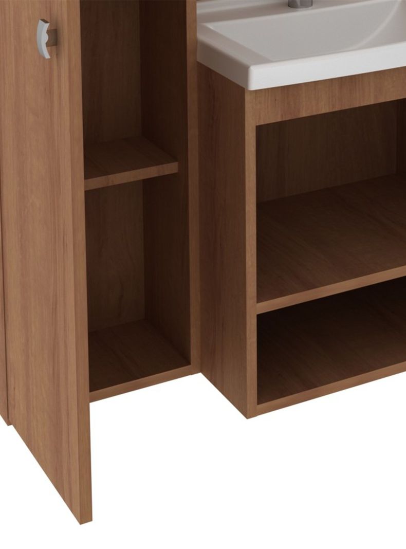 Mueble Baño Aéreo 2 Puertas con Lavamanos y Espejo-2