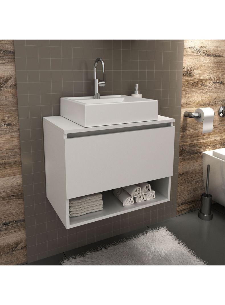 Mueble Baño Aéreo con Lavamanos 1 Puerta Blanco-3