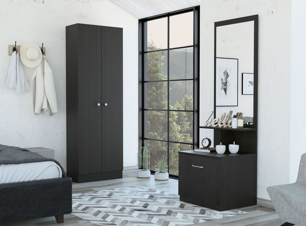 Combo Dormitorio Dreams 9: Clóset 2P + Velador Multifuncional Wengue-1