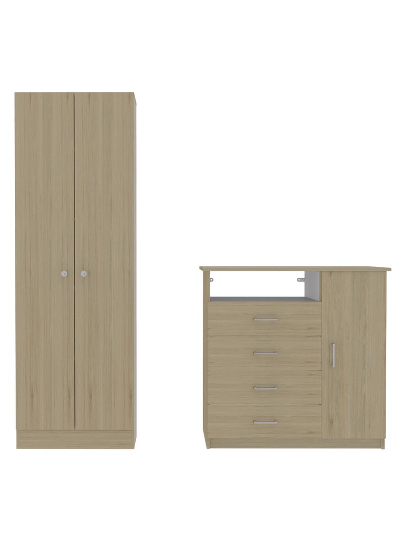 Combo Dormitorio Dreams 1: Clóset 2P + Cómoda Rovere Blanco 4C-0
