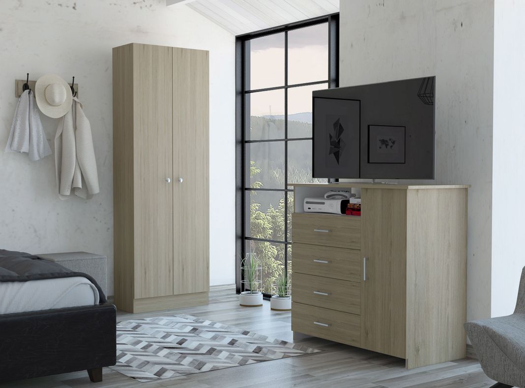 Combo Dormitorio Dreams 1: Clóset 2P + Cómoda Rovere Blanco 4C-1