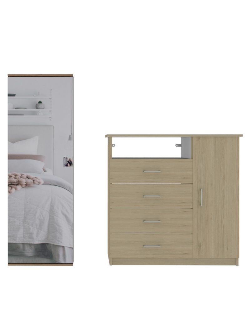 Set Muebles Dormitorio Dreams 2: Cómoda z-91 4C + Zapatero Leto con Espejo-0