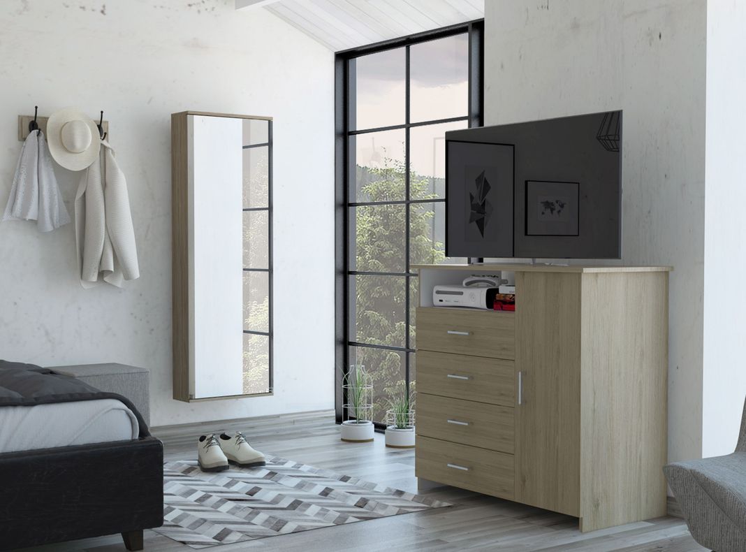 Set Muebles Dormitorio Dreams 2: Cómoda z-91 4C + Zapatero Leto con Espejo-1