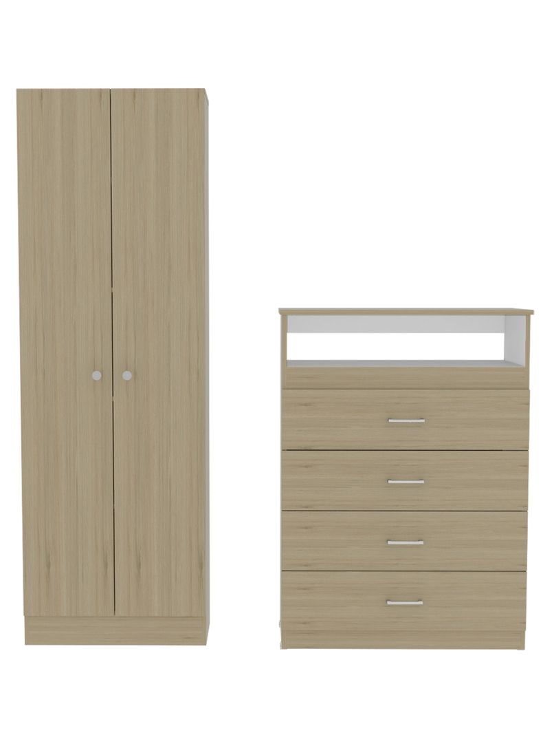 Combo Dormitorio Dreams 5: Clóset 2P + Cómoda Rovere Blanco 4C-0