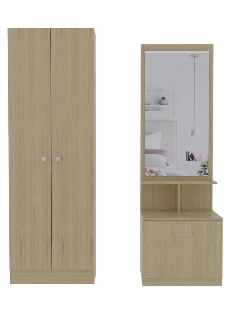 Combo Dormitorio Dreams 9: Clóset 2P + Velador Multifuncional Rovere Blanco-0