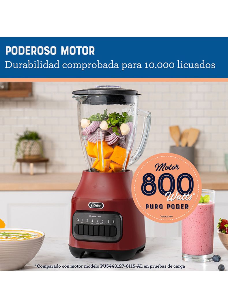 Licuadora 6 Velocidades 800W + Pulso BLSTPEGRPB Rojo-3