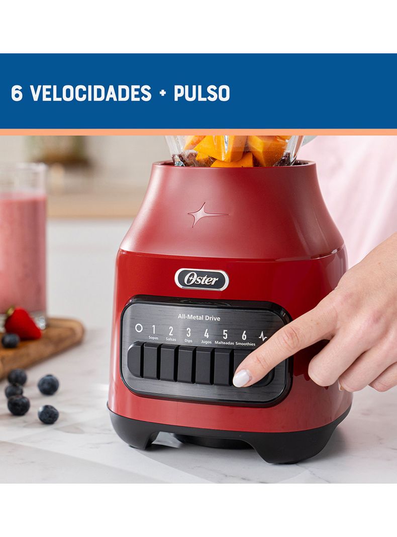 Licuadora 6 Velocidades 800W + Pulso BLSTPEGRPB Rojo-4