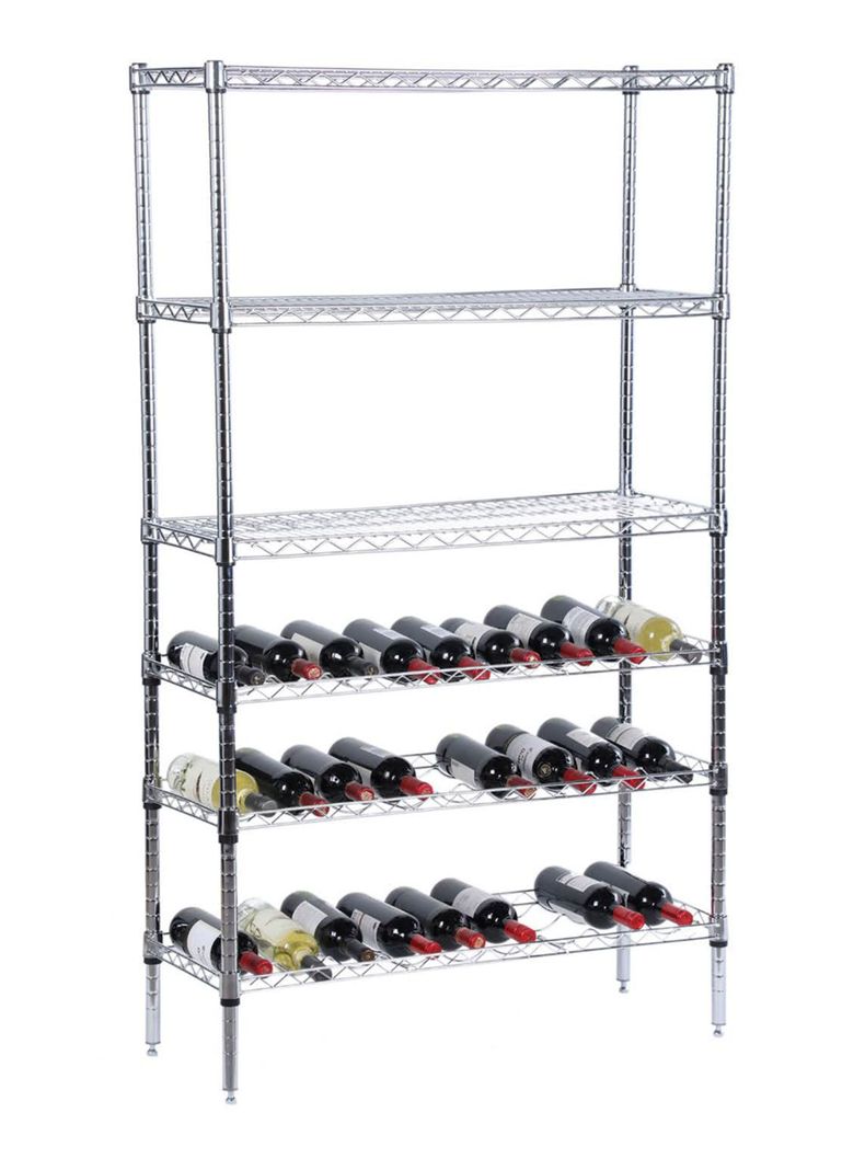 Rack Acero Cromado 27 Botellas Vino 36 x 91 x 160 cm