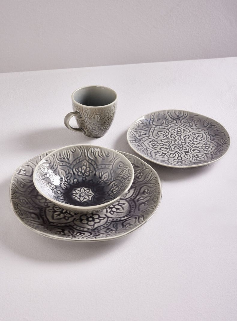 Set Vajilla 24 Piezas Mandala Black Cerámica-2