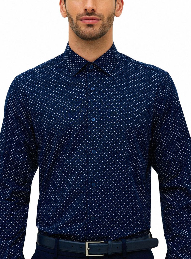 Camisa Formal Estampada Navy-0