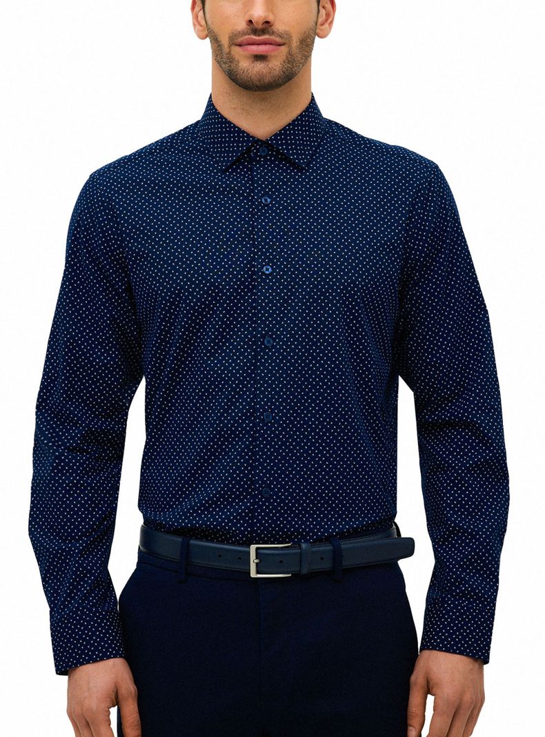 Camisa Formal Estampada Navy-3