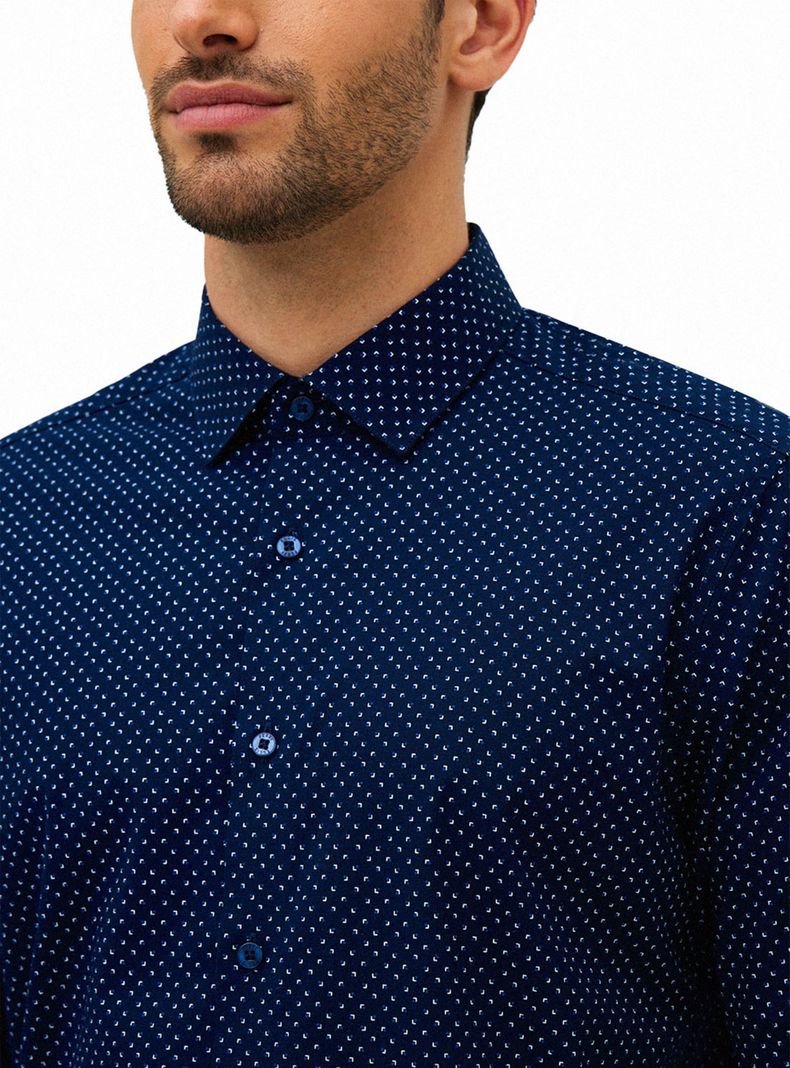Camisa Formal Estampada Navy-2