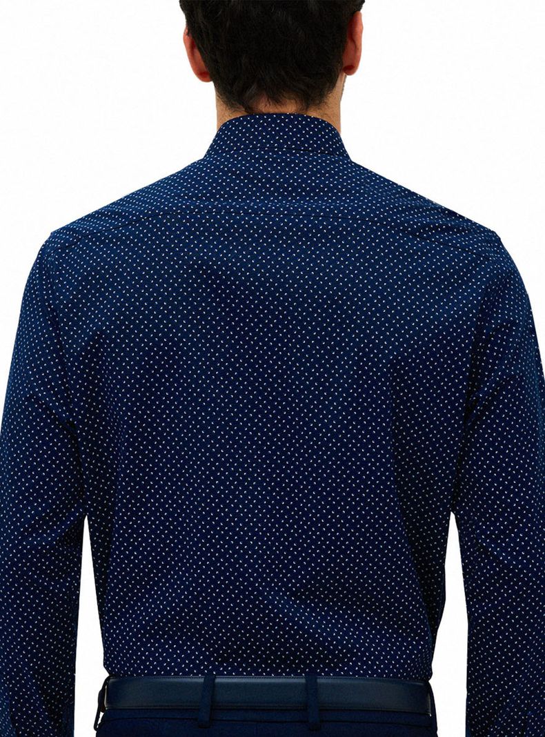 Camisa Formal Estampada Navy-1
