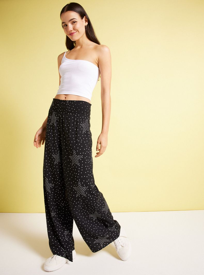 Blusa Pinta Con Pantalon Bota Campana Pantalón Cintura Alta