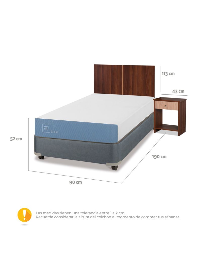 Cama Americana Excellence 1 Plaza x190 cm + Set de Muebles Stylo-1