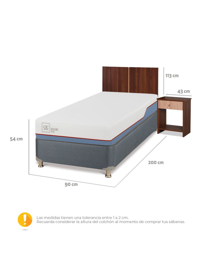 Cama Americana Excellence Plus 1 Plaza + Set de Muebles Stylo-1