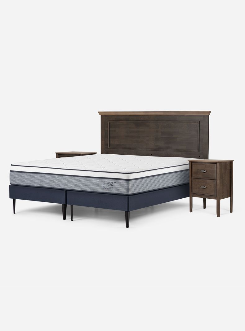 Cama Europea Indie King + Velador + Respaldo Anna