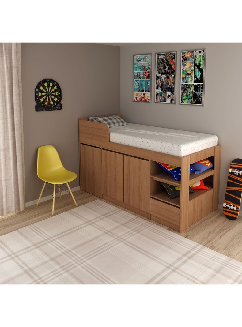 Cama Funcional 1 Plaza Somier con Escritorio-4