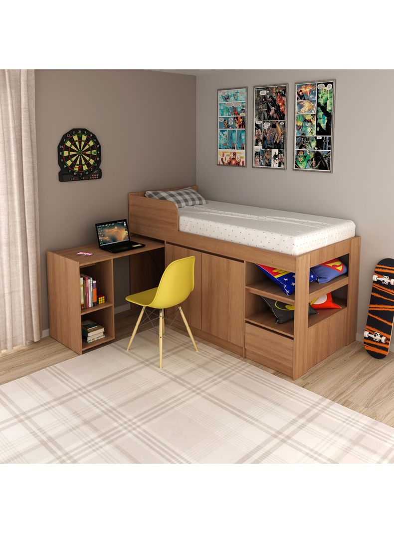 Cama Funcional 1 Plaza Somier con Escritorio-3