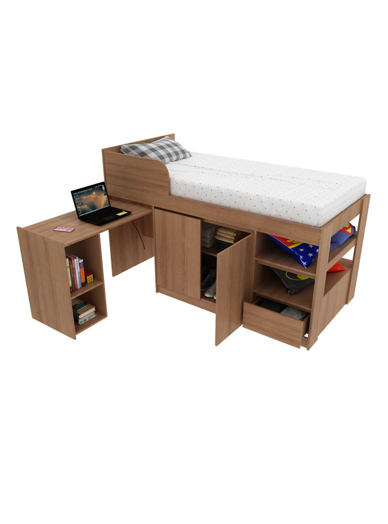 Cama Funcional 1 Plaza Somier con Escritorio-0