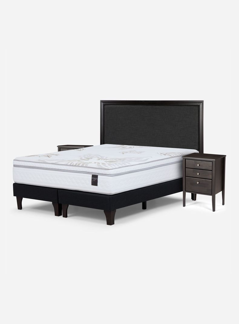 Cama Europea Art 4 2 Plazas Long Base Dividida + Set Muebles Nolita Grafito-0