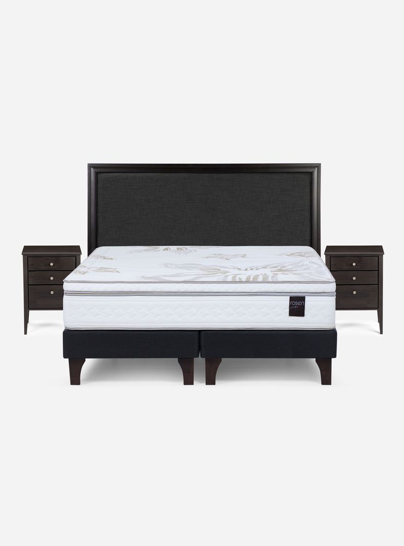 Cama Europea Art 4 2 Plazas Long Base Dividida + Set Muebles Nolita Grafito-1