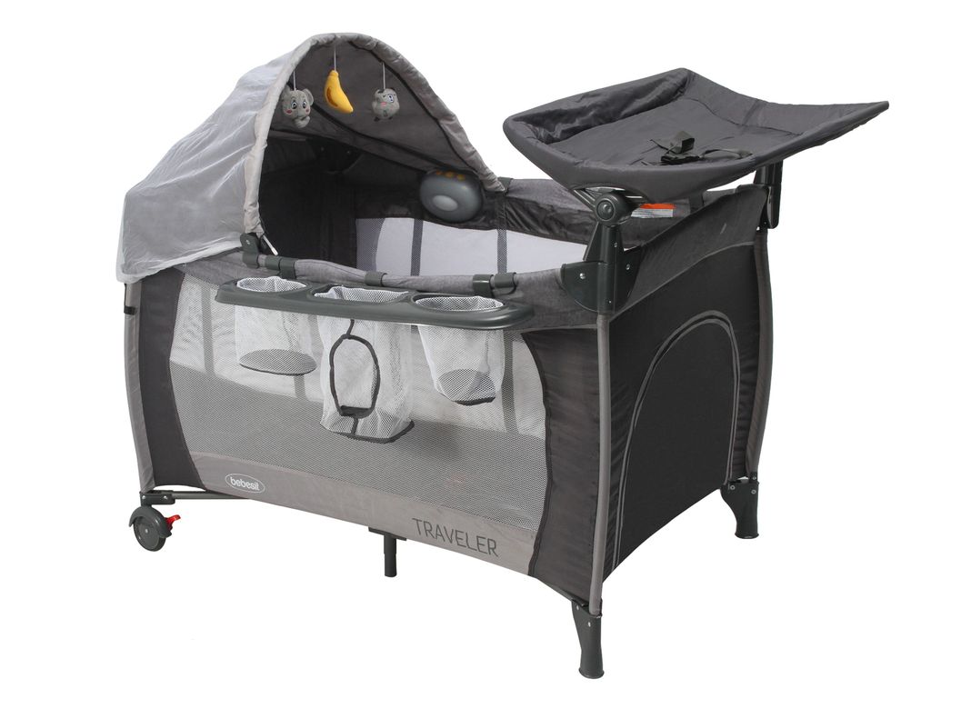 Cuna Corral Con Mudador Pack & Play Traveler Gris Bebesit-1