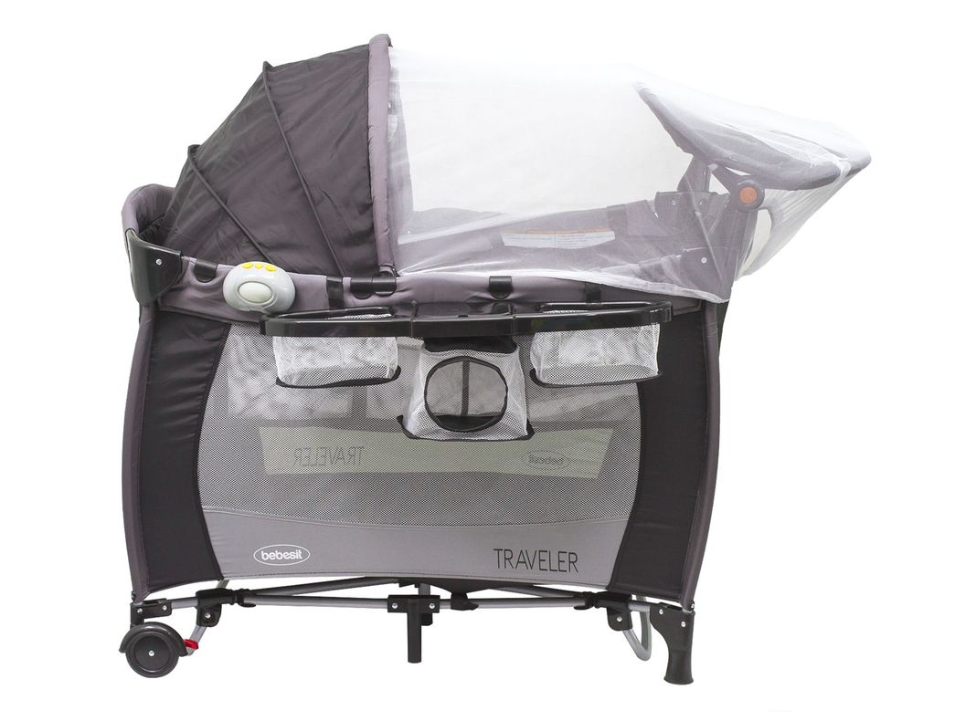 Cuna Corral Con Mudador Pack & Play Traveler Gris Bebesit-0