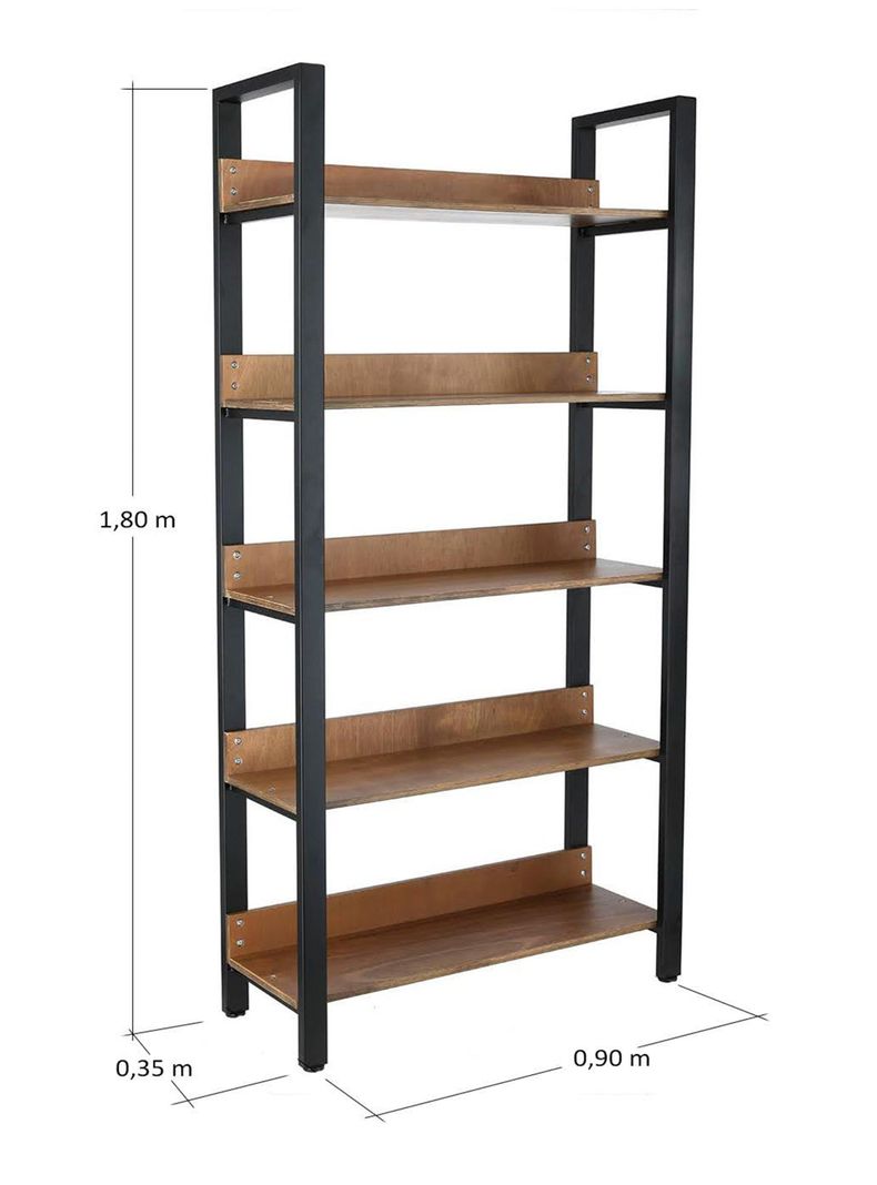 Estante Acero Repisas de Madera 35 x 90 x 180 cm-1