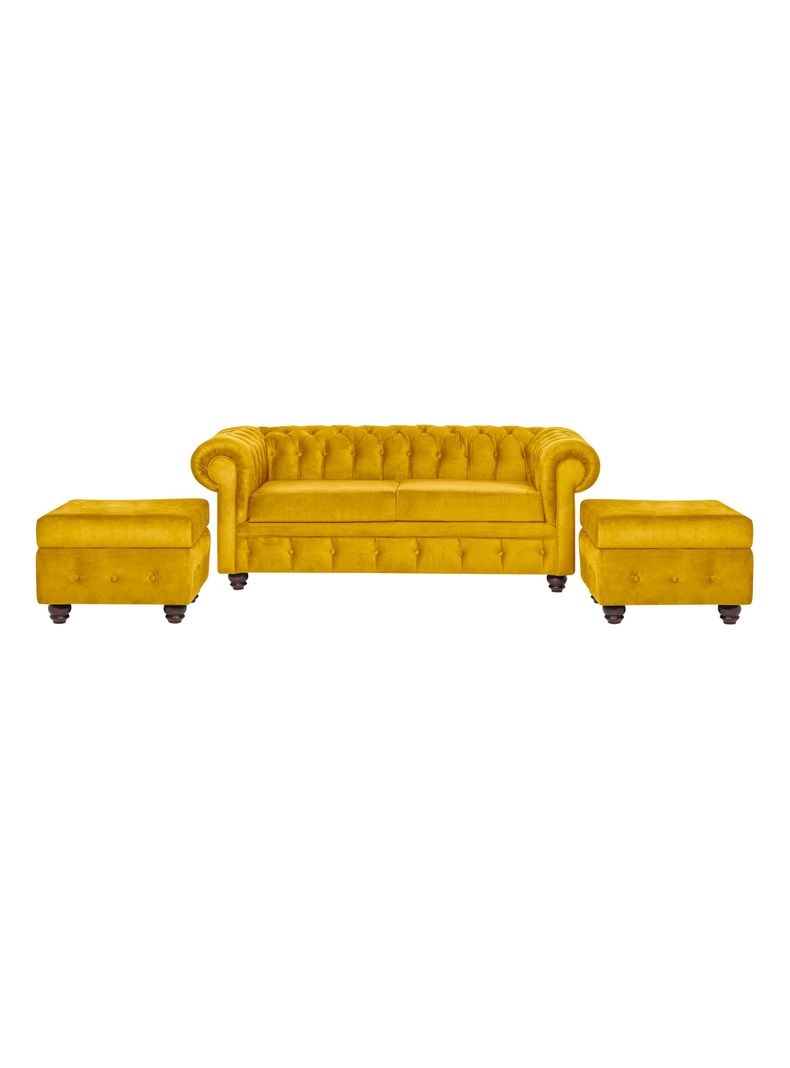 Living Manchester Capitone Felpa 3 Cuerpos + 2 Pouf-0
