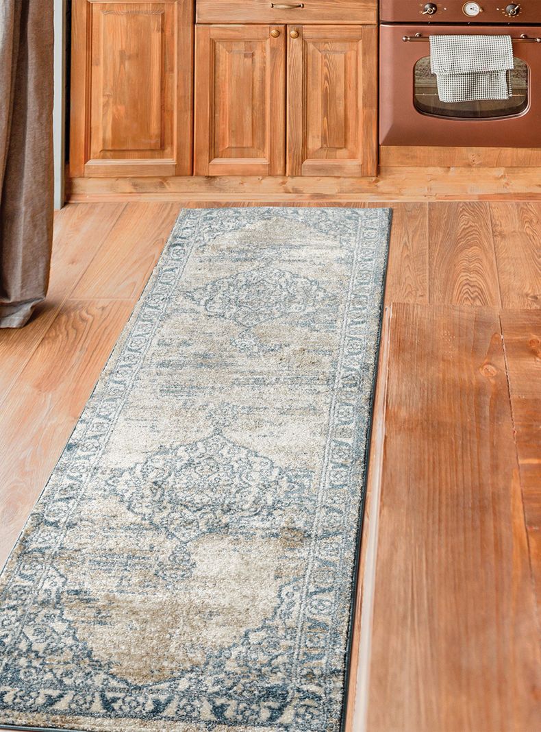 Alfombra de Pasillo Florida 70x230 cm Azul-5