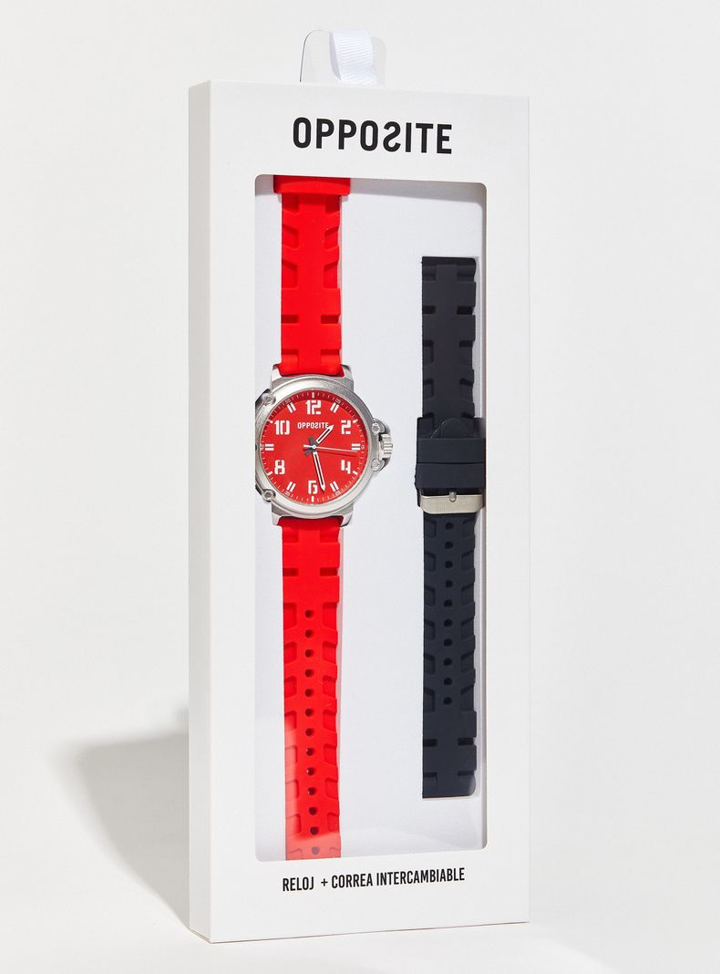 Reloj Análogo Rojo Hombre con Correa-2