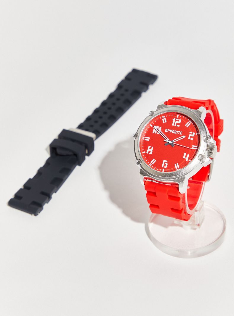 Reloj Análogo Rojo Hombre con Correa-0