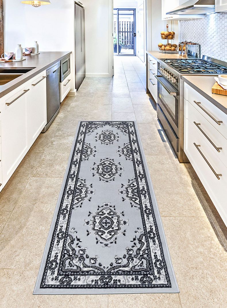 Alfombra de Pasillo Kashank 60x213 cm Gris-4