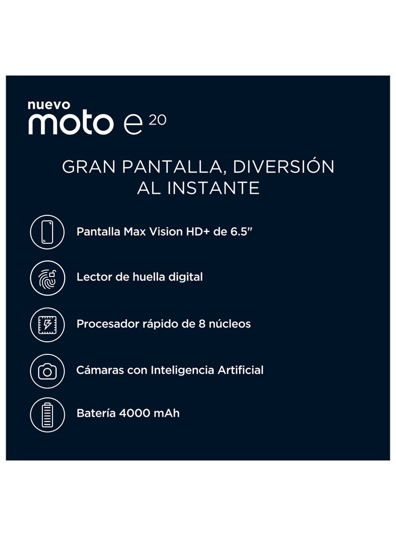 Smartphone Moto E20 Azul 32GB 6.5" Entel-3