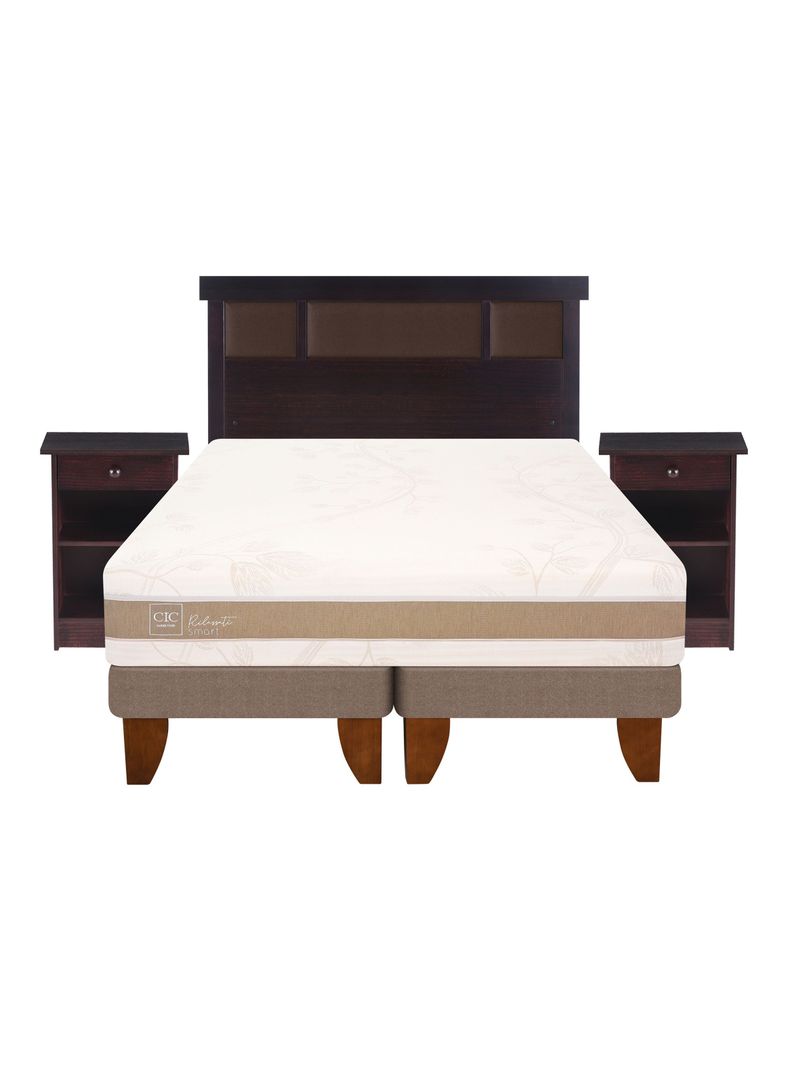 Cama Europea Rilassati Infinity 2 Plazas Long Base Dividida + Set Muebles New Dublin Chocolate-2