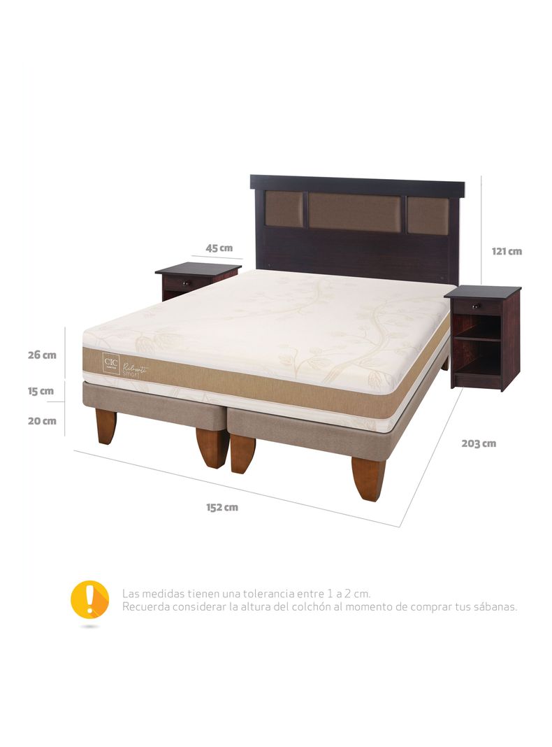 Cama Europea Rilassati Infinity 2 Plazas Long Base Dividida + Set Muebles New Dublin Chocolate-1